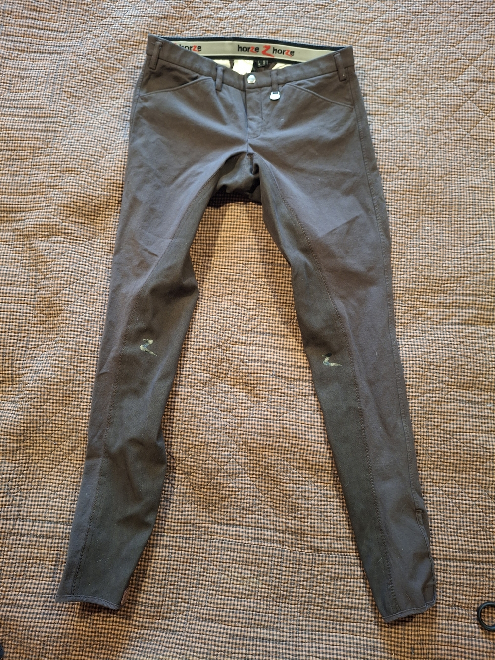 Horze Kids Full Seat Grey Riding Tights - Stretch Performance Leggings